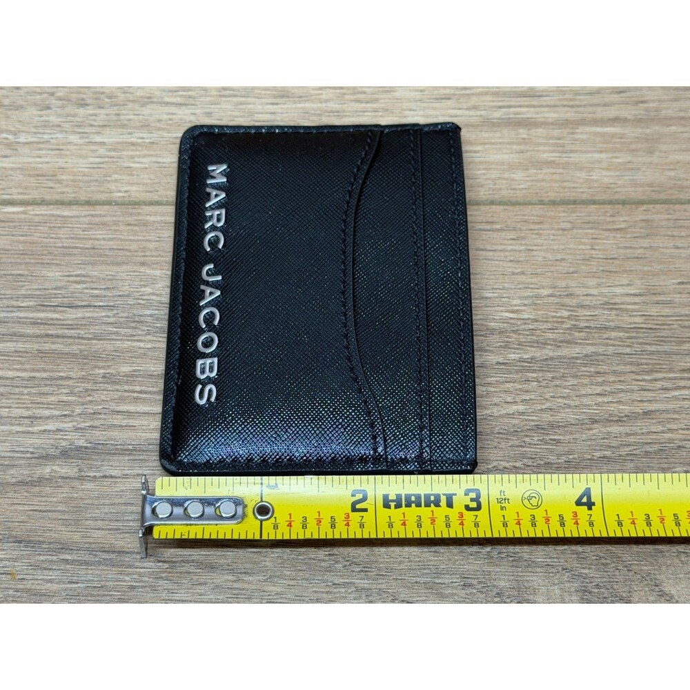 Marc Jacobs Black Saffiano Leather Card Holder Wallet Silver Logo Authentic - Picture 5 of 5